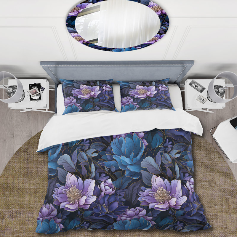 Moody Flora Moody Patterns - Ensemble de housse de couette à motif floral, Housse de couette pour très grand lit et 2 très