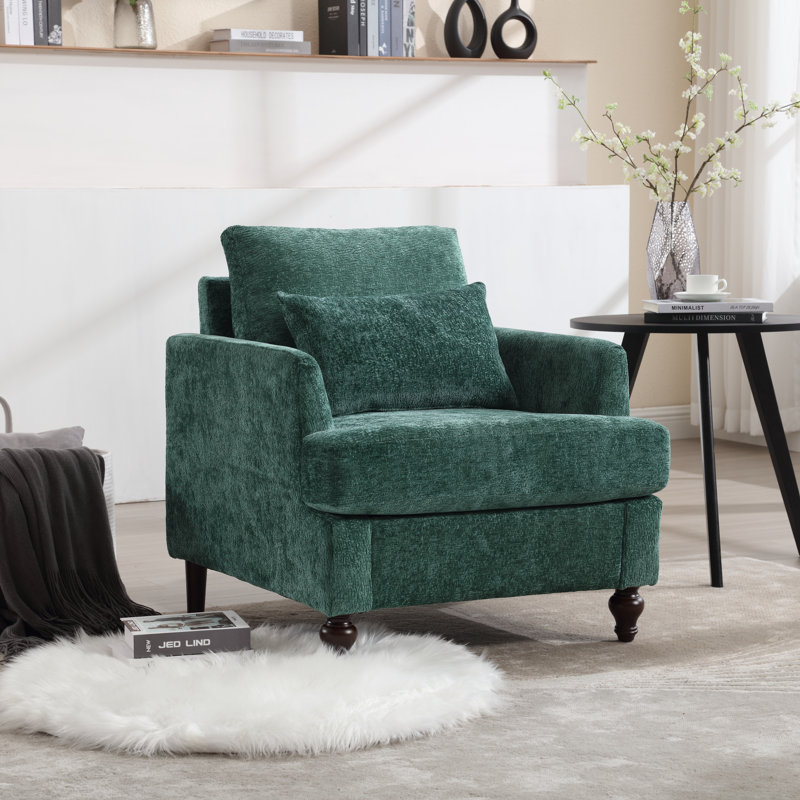 Fauteuil d'appoint Mid-Century avec garniture cloutée pour chambre à coucher ou salon, Vert