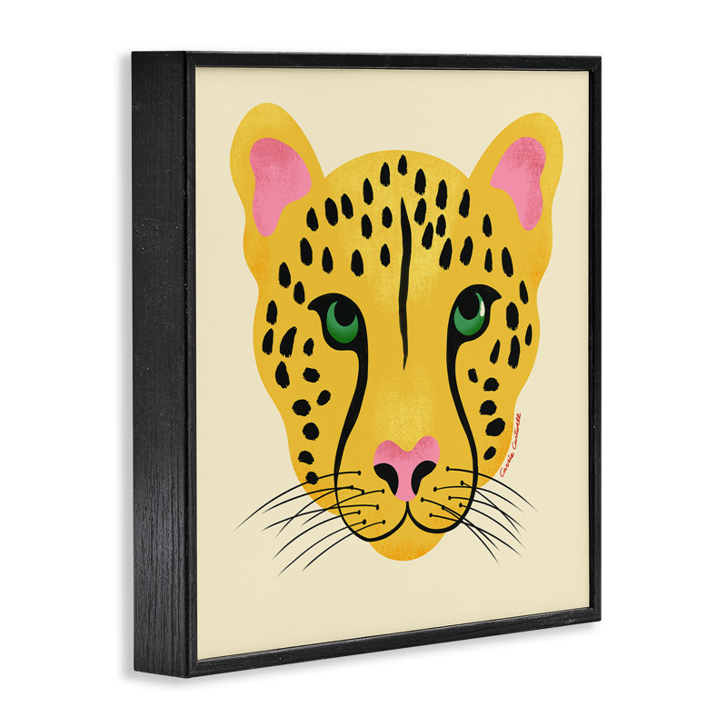 Giclée encadrée de guépard sauvage moderne, design par Carrie Cantwell, Giclée encadrée noir minuit, H 12 po x l 12 po