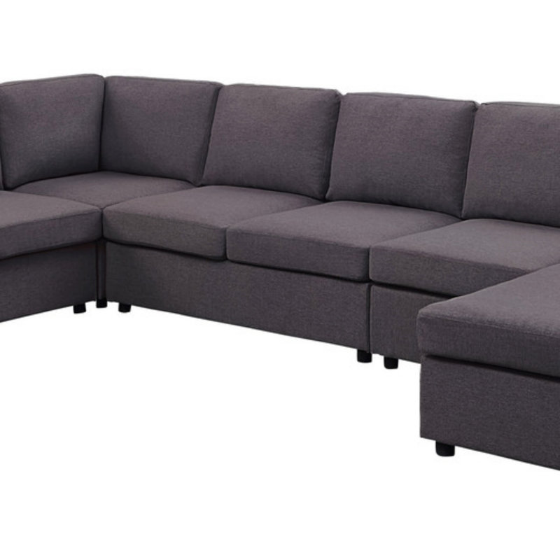 Canapé modulaire 146,5 po avec méridienne réversible, Gris