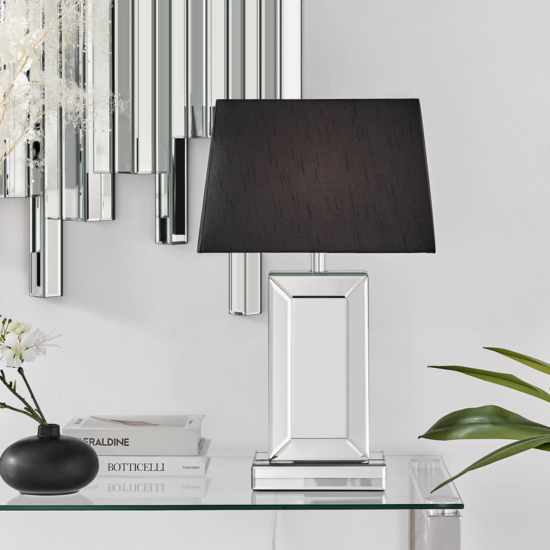 Aarzo Mirror & Shade Table Lamp Light (Including Bulb), Black