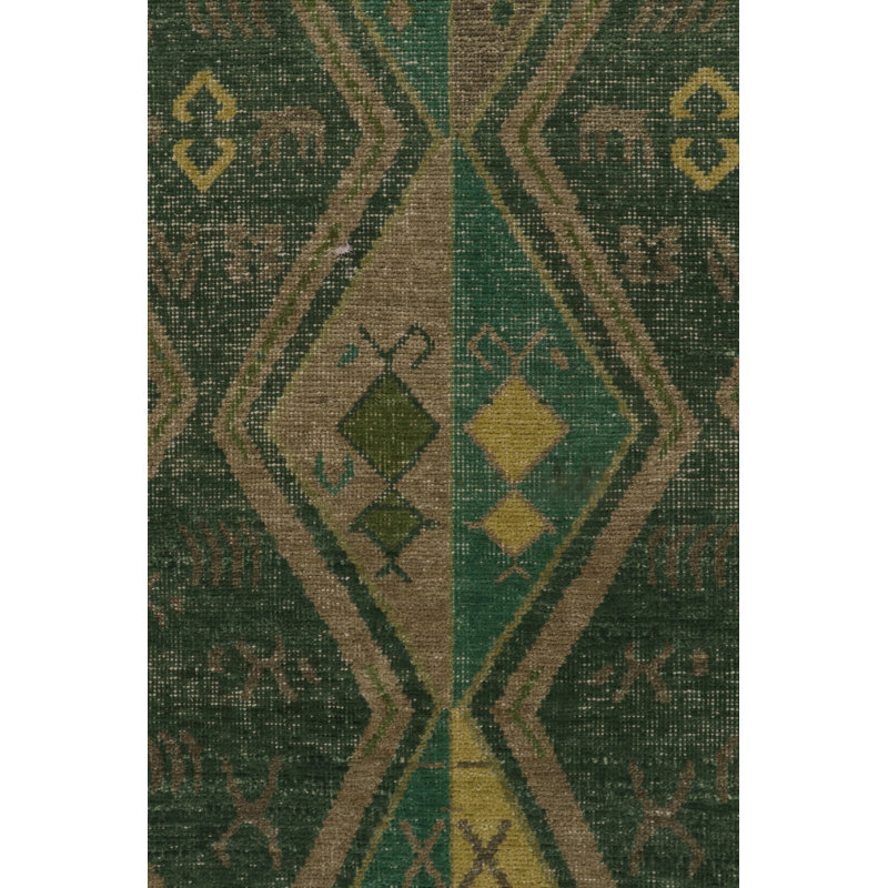 Distressed Homage Hand Knotted Wool Geometric Area Rug, Rectangle 10' x 14'