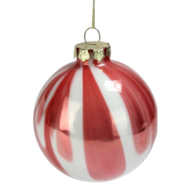 Northlight Pink and White Marbled Glass Ball Christmas Ornament 3 ...