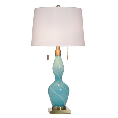 Lampe de table en verre - or Shulen - abat-jour blanc