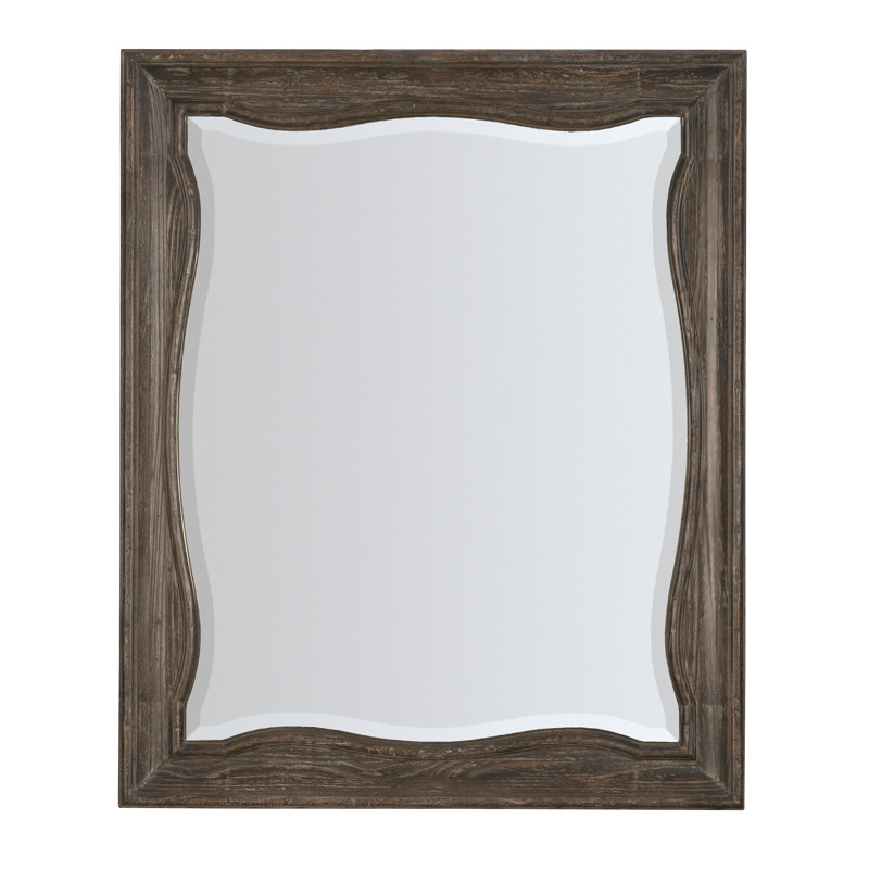 Dark Pine Rectangular Mirror with Distressed Frame