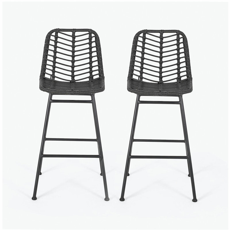 Tabourets de bar d'extérieur en osier Sawtelle (ensemble de 2)