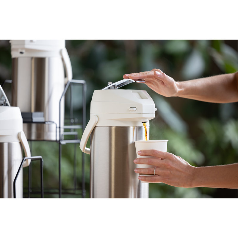 Distributeur de café Airpot avec couvercle à levier, 2,5 litres, inoxydable, isolé sous vide, inoxydable / blanc
