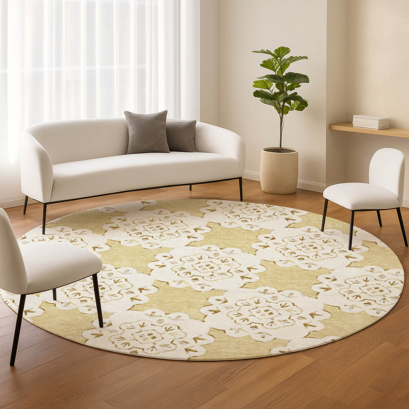 Machine Washable Indoor/Outdoor Chantille ACN2352 Casual Rug, Round 8'