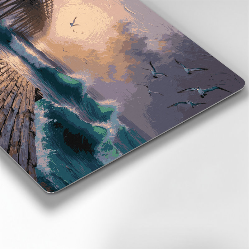 Art mural en métal noir Coastal Pier, H 144 po x l 216 po x P 0,05 po