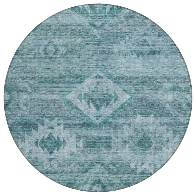 Tapis d'intérieur / extérieur en polyester tissé à la machine Shanquil Southwestern, Rond 8 pi