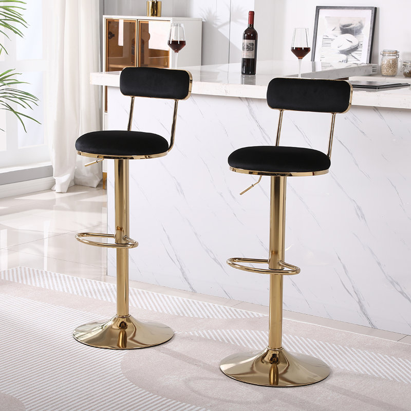 Tabouret pivotant à hauteur réglable Konstantino, Noir