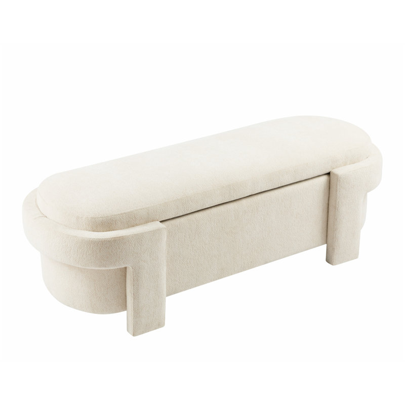 Large Versatile Storage Ottoman Bench: Spacious, Beige