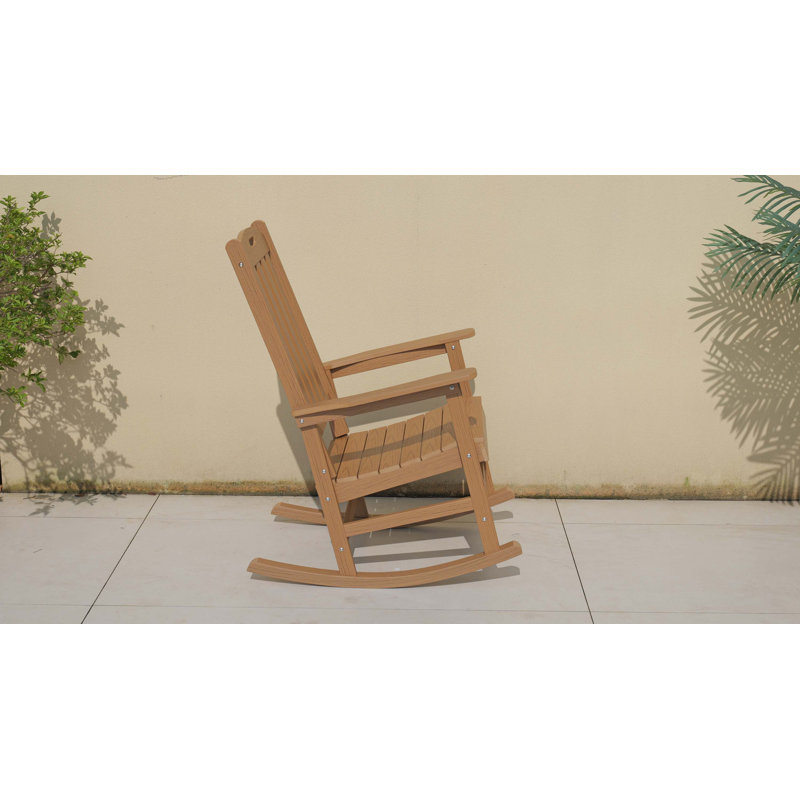 HIPS Stainless Steel All-Weather Outdoor Rocking Chair, Teak