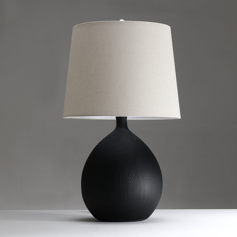 3-way Ceramic Table Lamp With Hardback Shade, Black