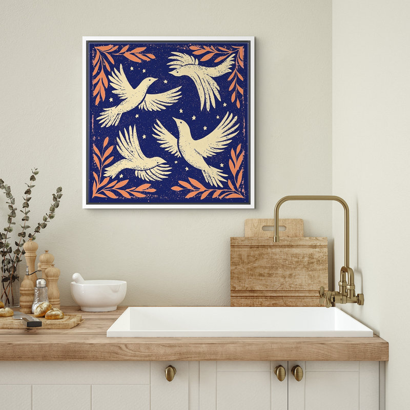 «Blue Peace Dove Pigeon Bird», impression sur toile encadrée, H 16 po x l 16 po, Blanc