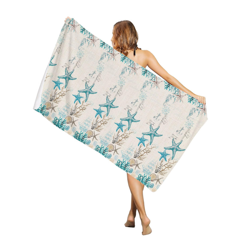 Serviettes de piscine surdimensionnées Summer Beach Starfish Coral Nautical Anchor Beach Servor