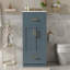 Meuble-lavabo 24 po avec lavabo en céramique intégré, armoire de salle de bain avec 2 portes, 1 tiroir basculant, meuble-lavabo simple pour salle de bain de petite et moyenne taille, bleu-129597944