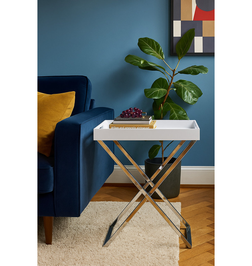 Tray Top Cross Legs End Table