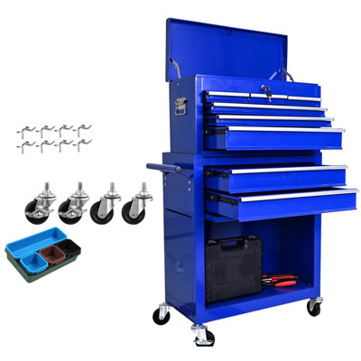 Heavy-Duty 8-Drawer Rolling Tool Chest and Storage Cabinet, Detachable Tray, Adjustable Shelves, Secure Lock, Multi-Functional Handles, Durable Wheels, Spacious Organizer for Garage, Workshop, or Home