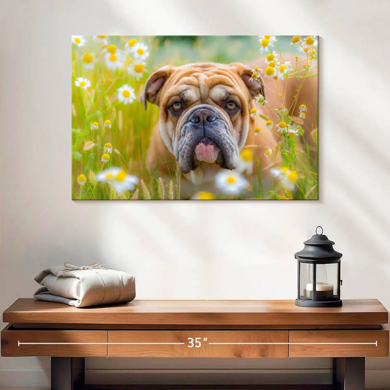 Bouledogue anglais Brampt jouant, H 16 po x l 24 po