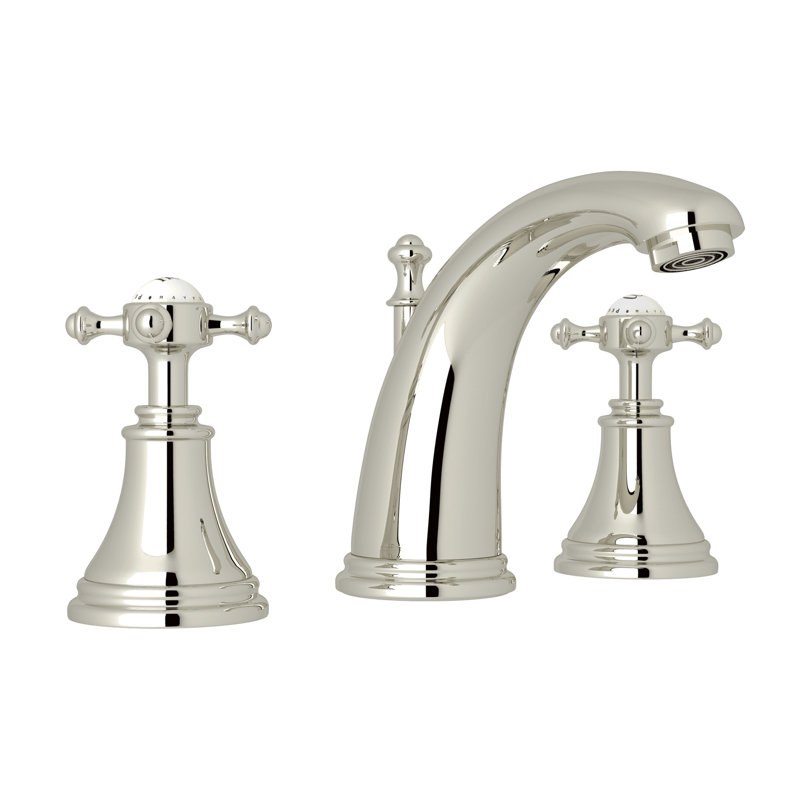 Georgian Era Widespread Lavatory Faucet, Polished Nickel