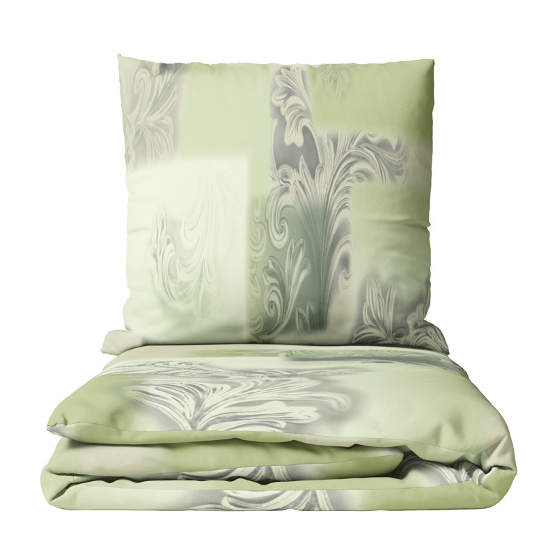 Acanthe Sateen Floral Duvet Cover Set with Pillow Shams