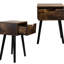 2 tables d'appoint de style Mid-Century rustique, brun et noir, avec tiroir pour meuble de chambre à coucher, table de 2 et tiroir de décoration, dispositif de rangement
