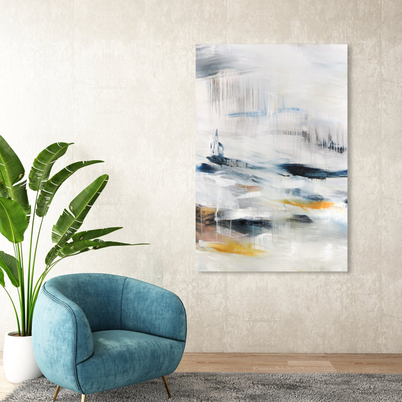Modern Abstract Snow Landscape Print, 54" H x 36" W, Wrapped Canvas