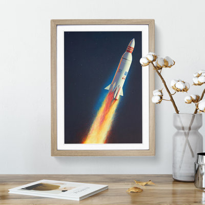 Animated Spaceship Rocket - Single Picture Frame Print