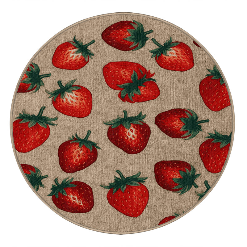  Tapis lavable à la fraise, Rond 8 pi