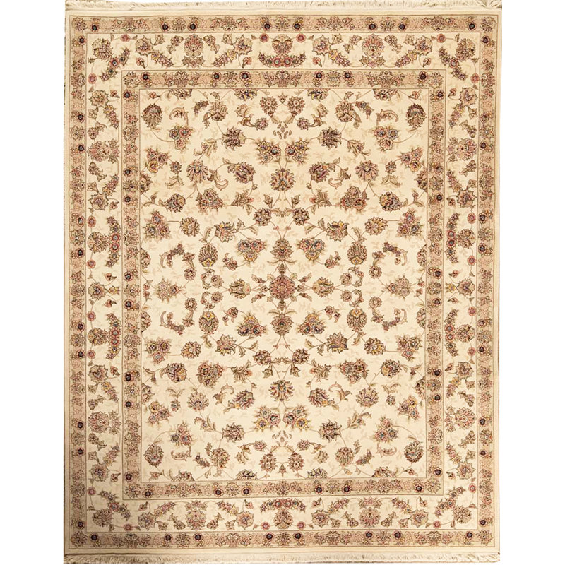 Tapis ivoire noué à la main de haute qualité