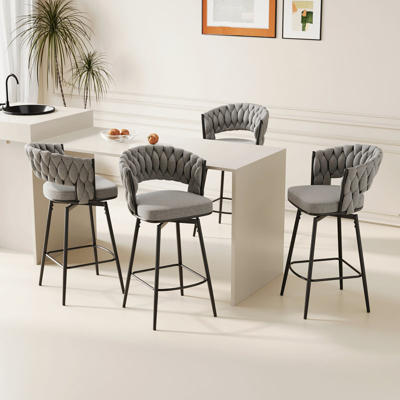 Ensemble de 2 chaises de bar pivotantes à 360 °, équipées d'un tabouret de comptoir à dossier moelleux et d'une chaise de cuisine de luxe moderne à pieds en métal