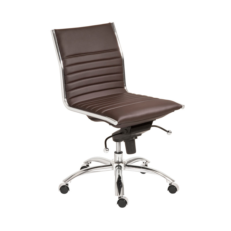 Naida Faux Leather Swivel Task Chair , Brown Faux Leather, No