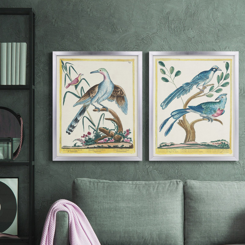 «Pastel Birds V», ensemble de 2 reproductions sur toiles encadrées