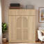 Armoire-penderie à grande capacité avec tringle, tablettes réglables et portes décoratives en rotin-218877690
