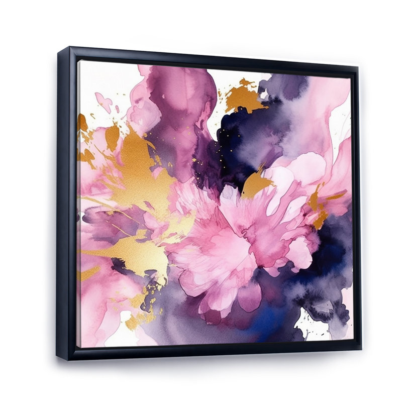 Impression sur toile mauve et rose I - Fractals, H 16 po x l 16 po x P 1 po, Cadre flottant noir