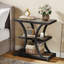  Table de bout à 3 niveaux avec rangement, table d'appoint industrielle avec design géométrique en métal