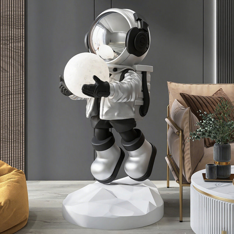 Lampes sur pied en résine argentée, Argent argent