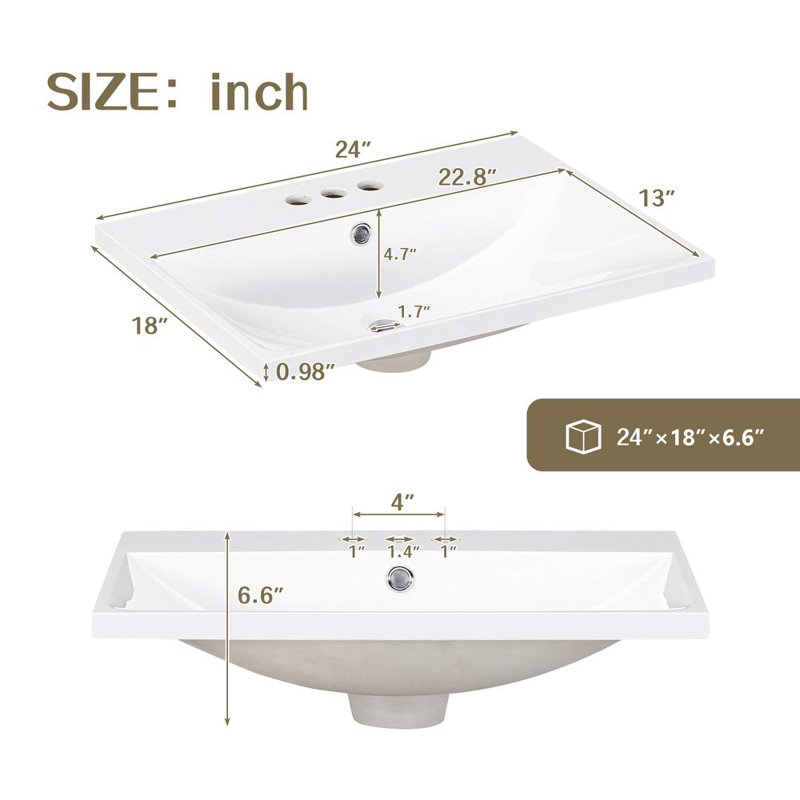 Ceramic Rectangular Bathroom Sink
