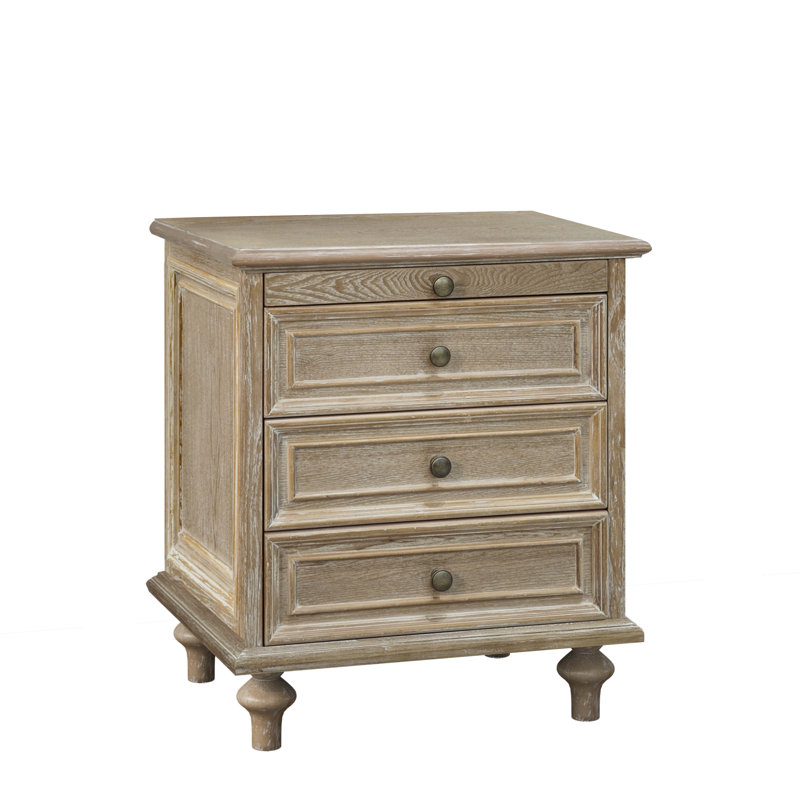 Table de chevet avec plateau coulissant Oberon, Naturel + blanc, 1