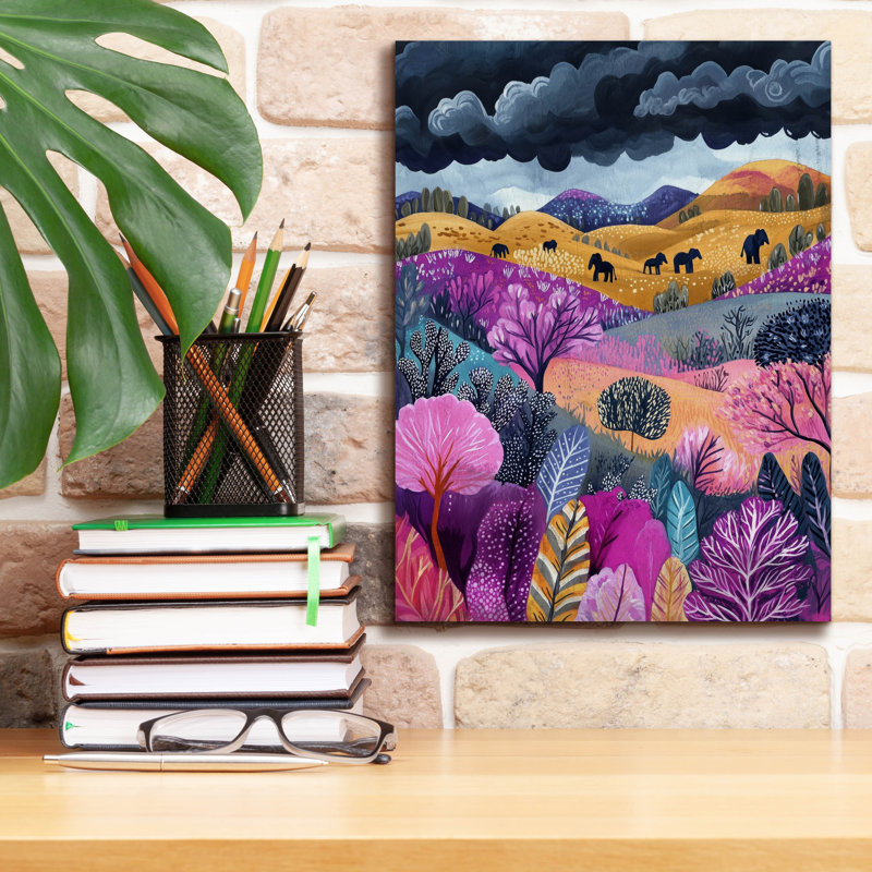 «Wild Horses In Fields» par Svetlana Aleynikova, art mural sur toile, H 16 po x l 12 po
