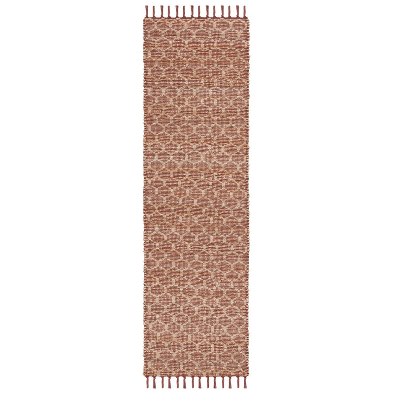 Tapis géométrique en jute / coton tissé à la main Goble, Tapis de couloir 2 pi 3 po x 8 pi