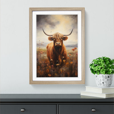 Highland Cow Romanticism Art - Framed Print