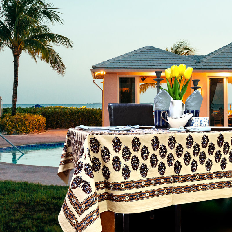 Floral 100% Cotton Tablecloth, 60'' Square