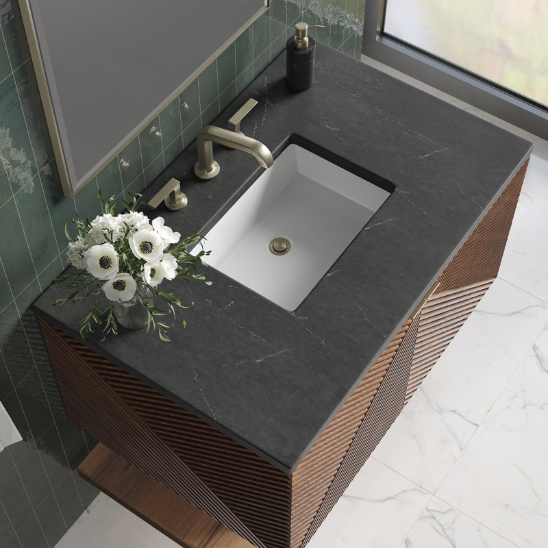 Marcello 36'' W Single Vanity, 8" Widespread, Charcoal Soapstone