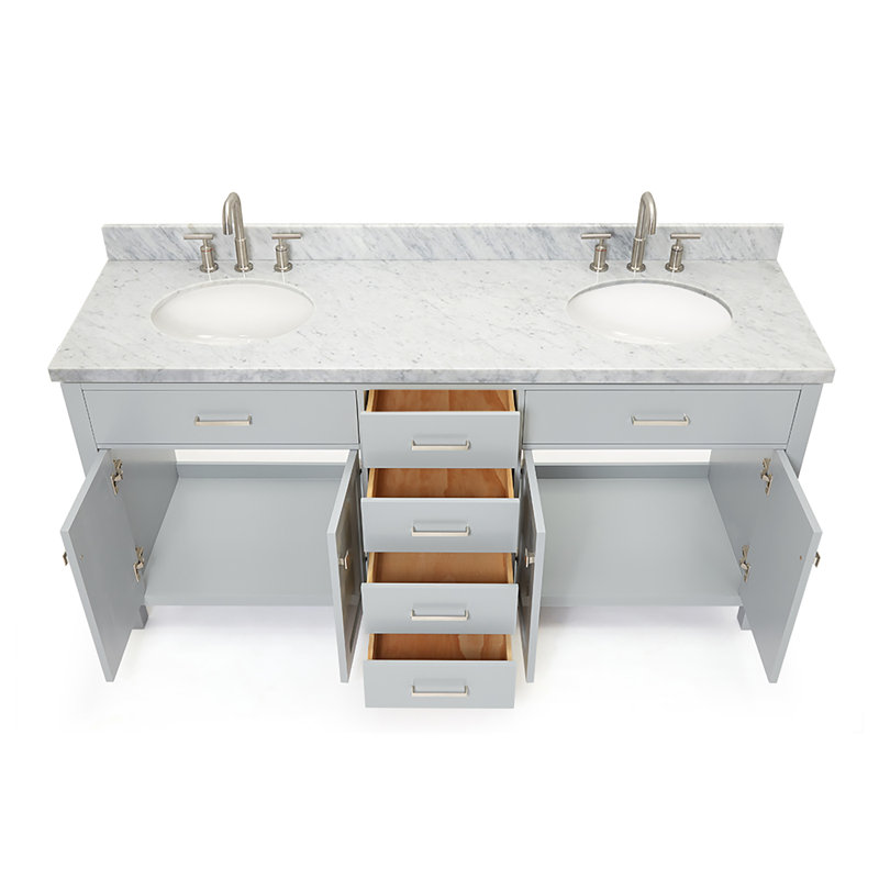 Ensemble de meuble-lavabo double 73 po Macnair, gris