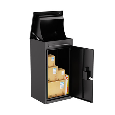Parcel Drop Mailbox for Outside, Cold-Rolled Steel Anti-Theft Package Delivery Box (29.84” H)