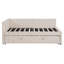 Lit de jour double rembourré en L avec lit gigogne escamotable double et ports USB, beige