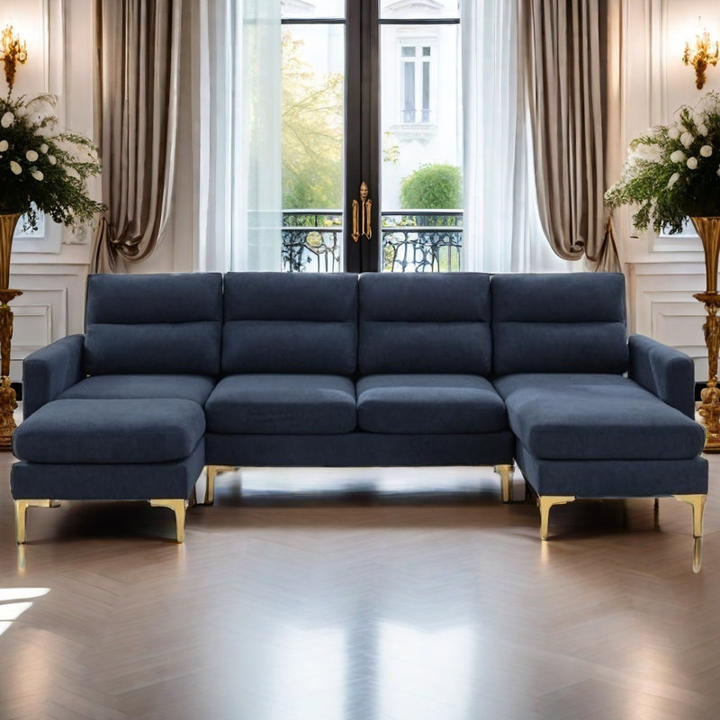 Canapé-lit modulaire en U Mercer41, Bleu coton