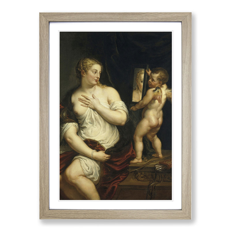 Venus and Cupid by Peter Paul Rubens - Picture Frame Painting, Oak Framed, 36cm H x 27cm W x 2cm D